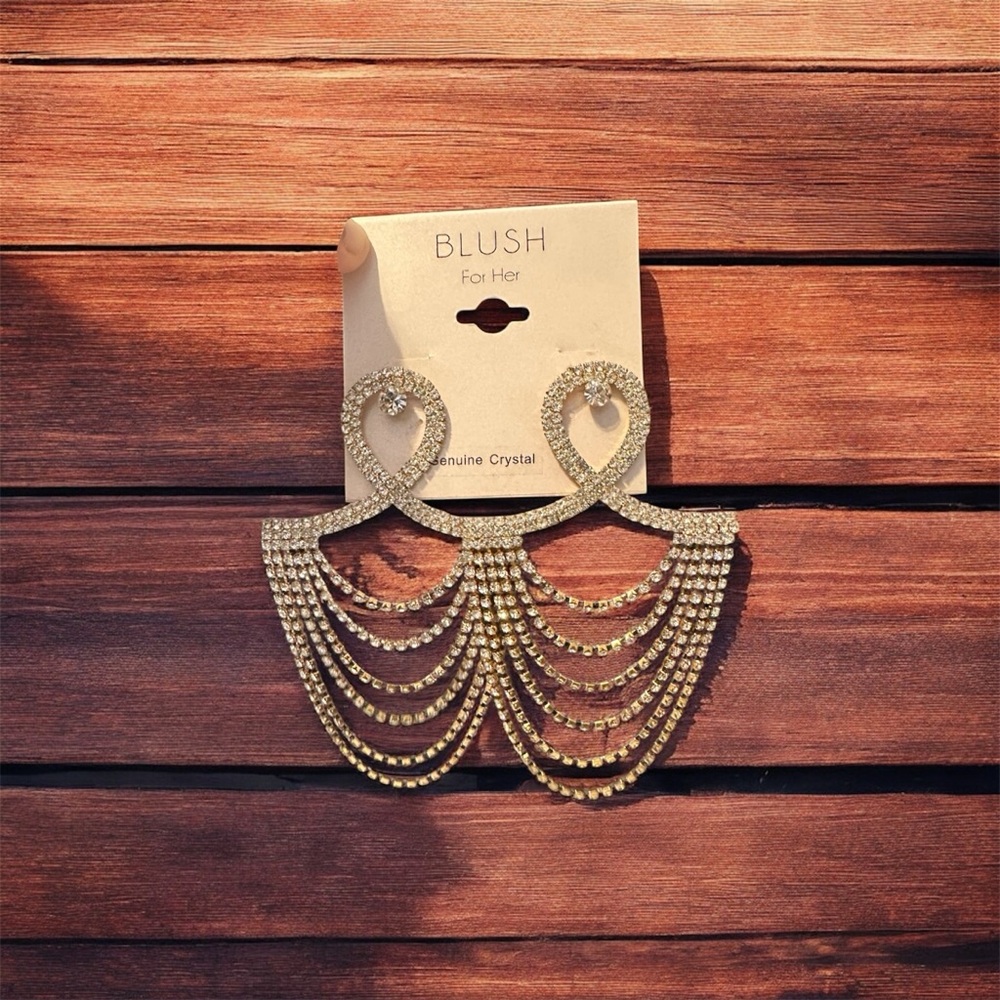 BLUSH For Her Genuine Crystal Statement Earrings